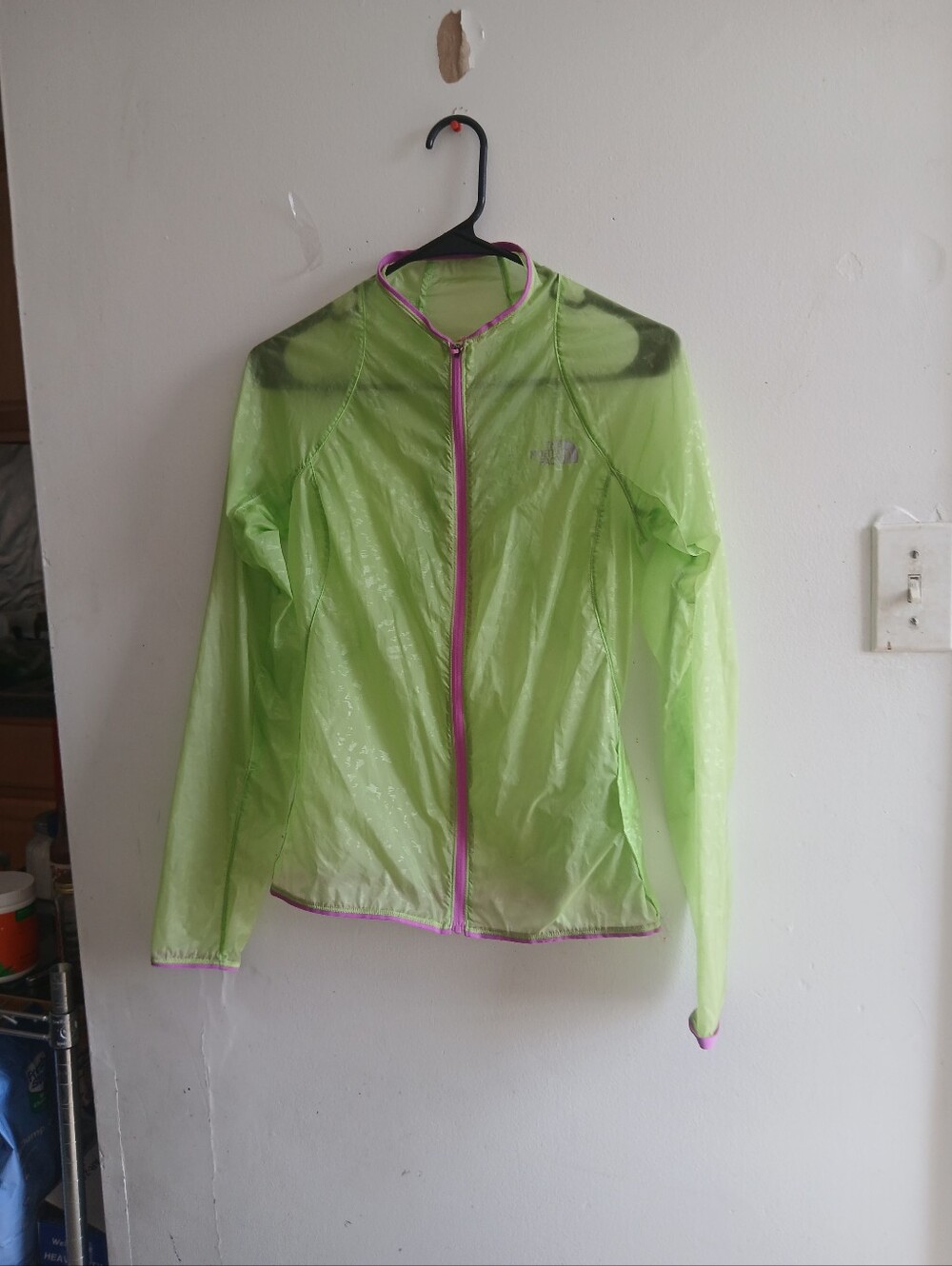 The North Face Lime Green Women's Lightweight Zip Jacket with Pink Trim